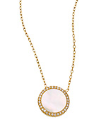 SKU Jewelry CZ and Opal Circle Pendant Necklace
